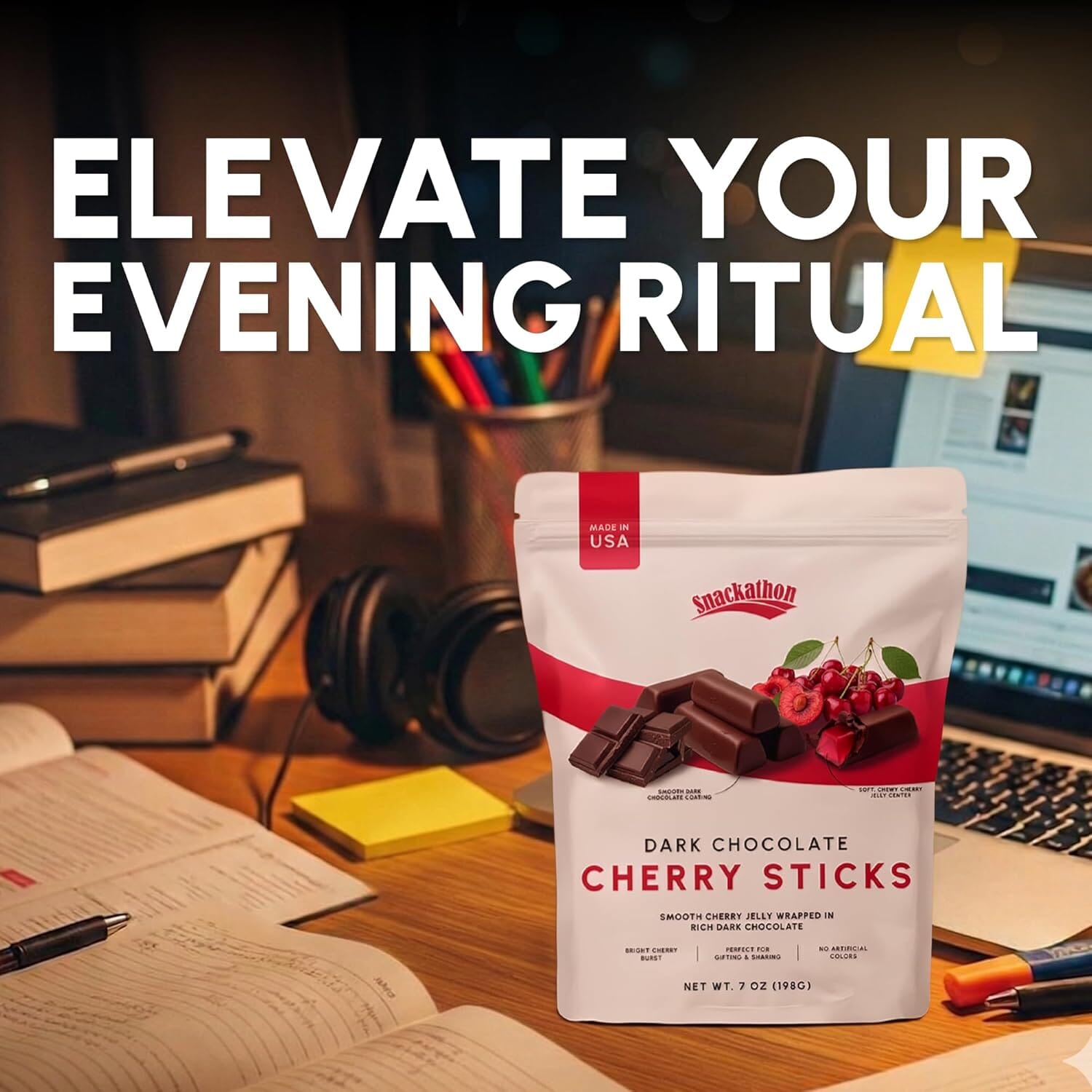 Snackathon Dark Chocolate Cherry Sticks, Resealable Bag Snackathon 