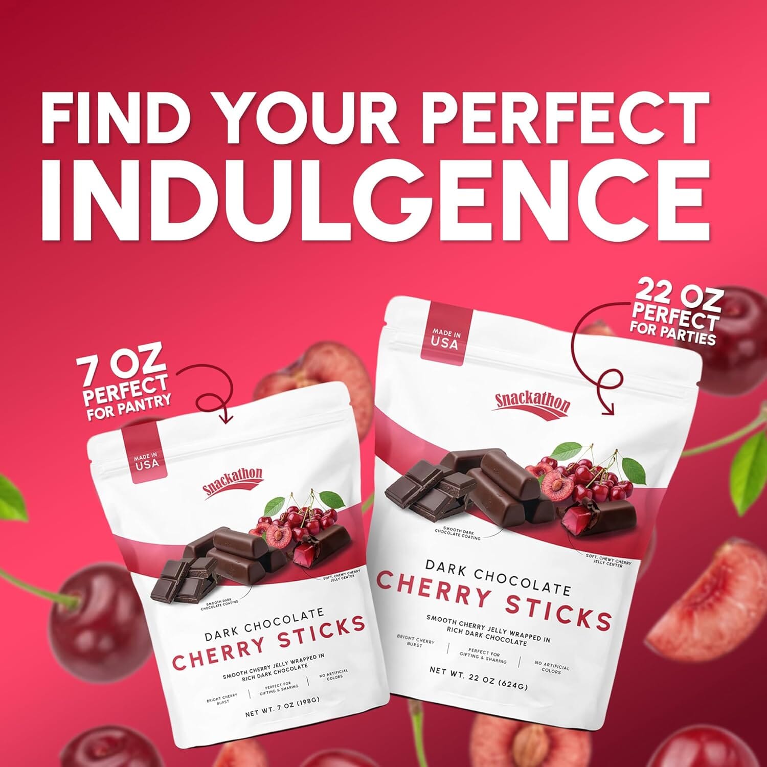 Snackathon Dark Chocolate Cherry Sticks, Resealable Bag Snackathon 