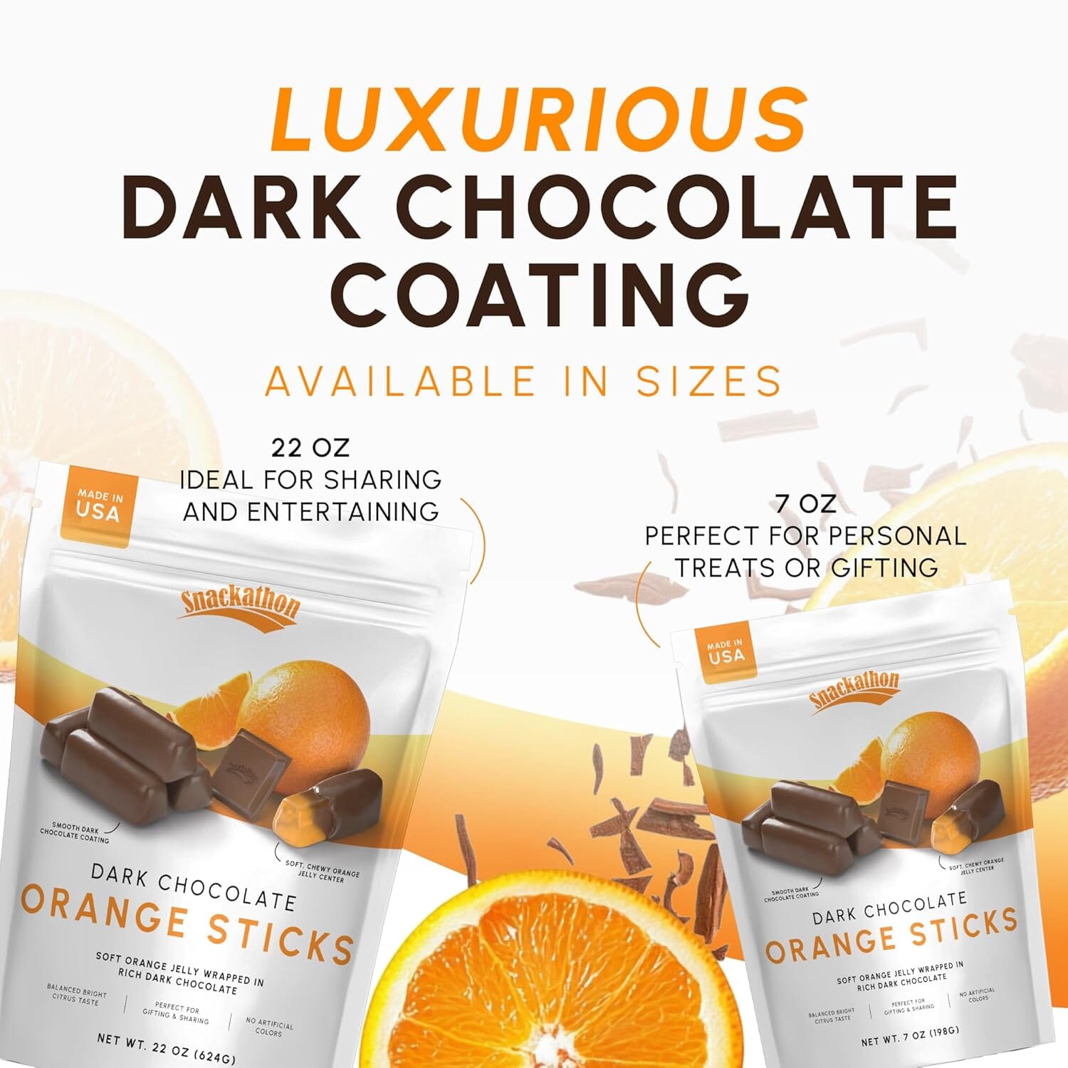 Snackathon Dark Chocolate Orange Sticks, 22 OZ Resealable Bag Snackathon Foods 