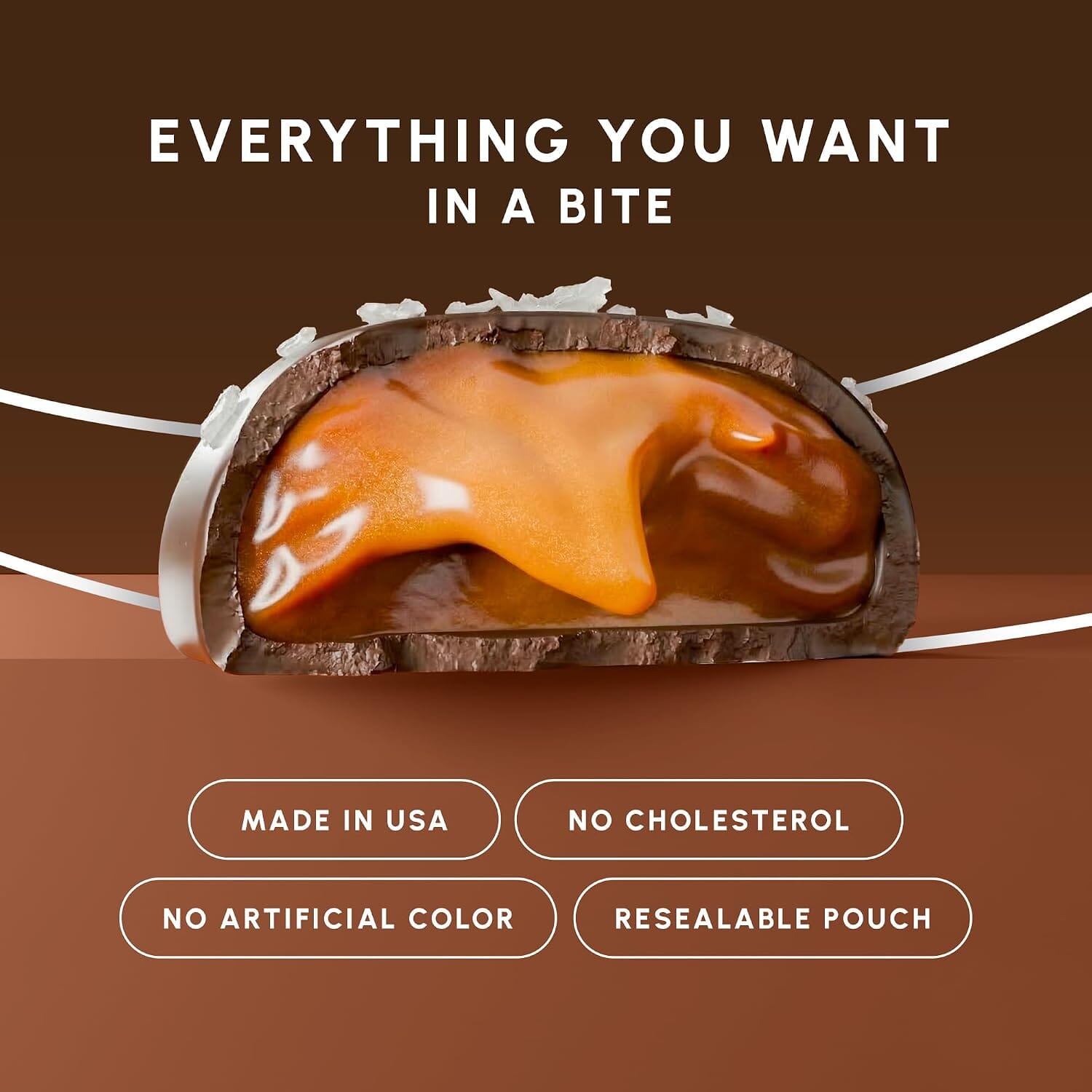Snackathon Dark Chocolate Sea Salt Caramels, Rich Chocolate Covered Gourmet Candy Snackathon 