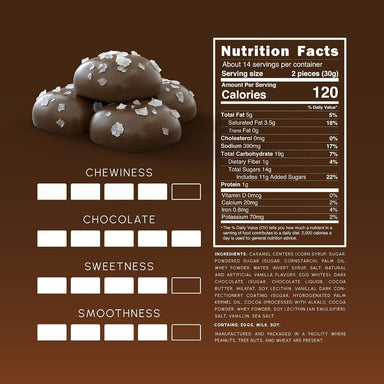 Snackathon Dark Chocolate Sea Salt Caramels, Rich Chocolate Covered Gourmet Candy Snackathon 