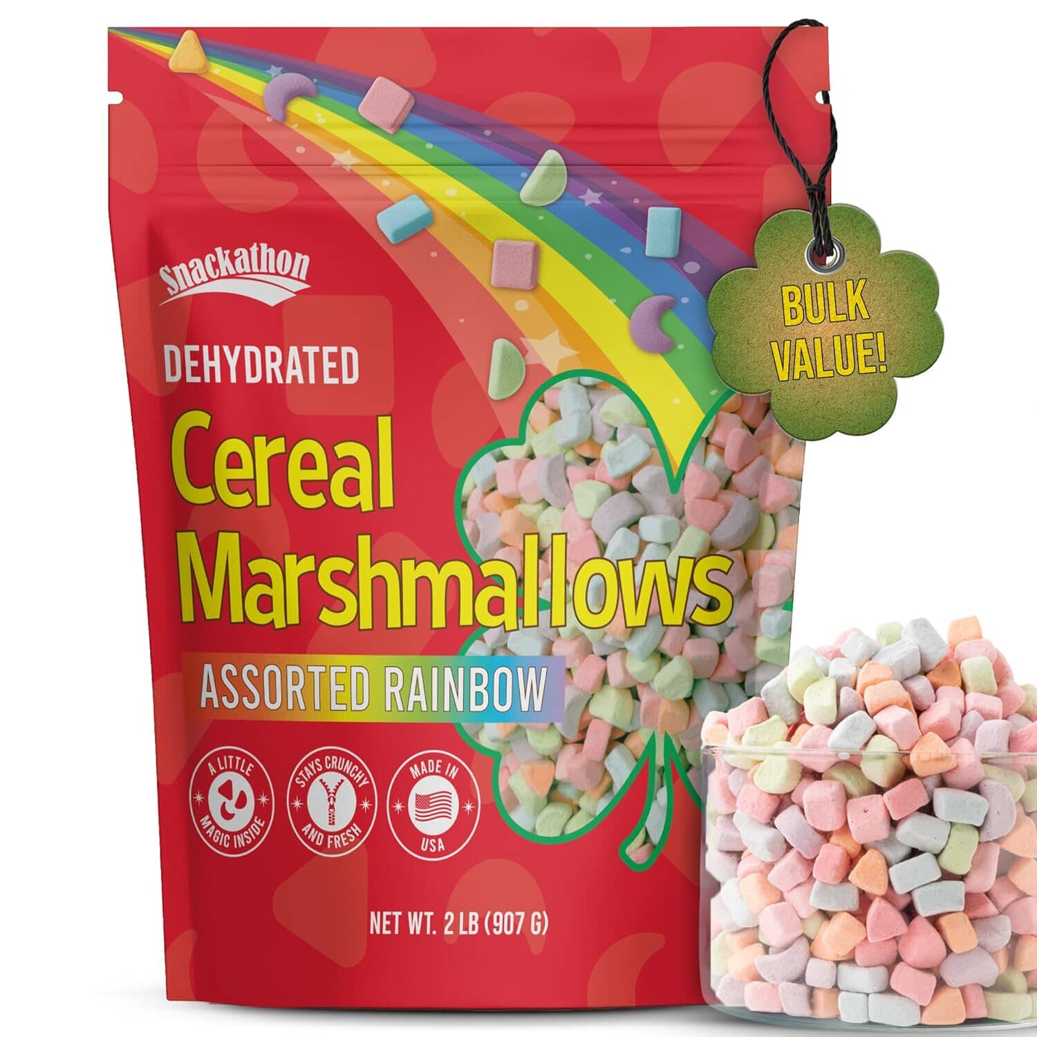 Snackathon Dehydrated Cereal Marshmallows - Assorted Rainbow Mini Bits, Various Sizes Snackathon 2 Pound 
