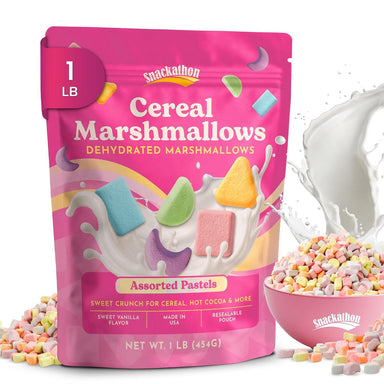 Snackathon Dehydrated Cereal Marshmallows, Assorted Rainbow Mini Bitss Snackathon 1 Pound 