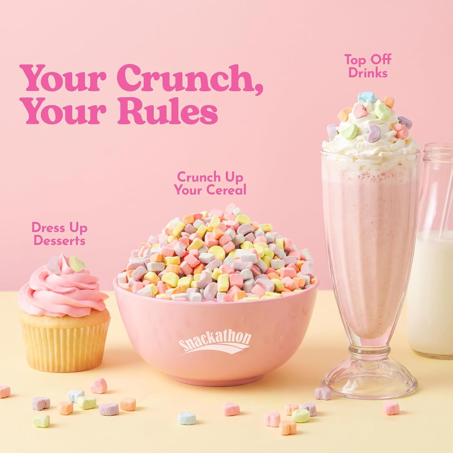 Snackathon Dehydrated Cereal Marshmallows, Assorted Rainbow Mini Bitss Snackathon 