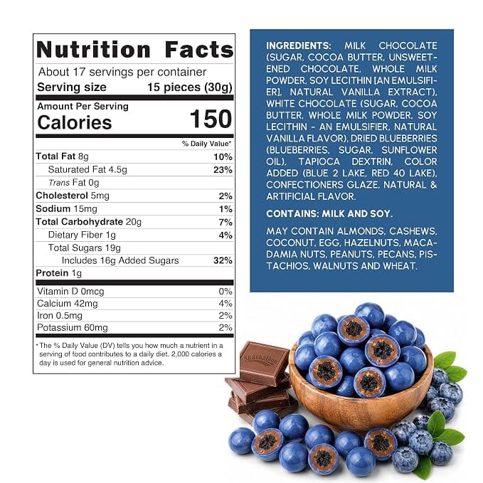 Snackathon Double Chocolate Covered Blueberries, 6 OZ or 18 OZ, Dried Blueberries Coated in Milk & White Chocolate, Creamy & Fruity Gourmet Chocolate Candy for Snacking & Gifting Snackathon 