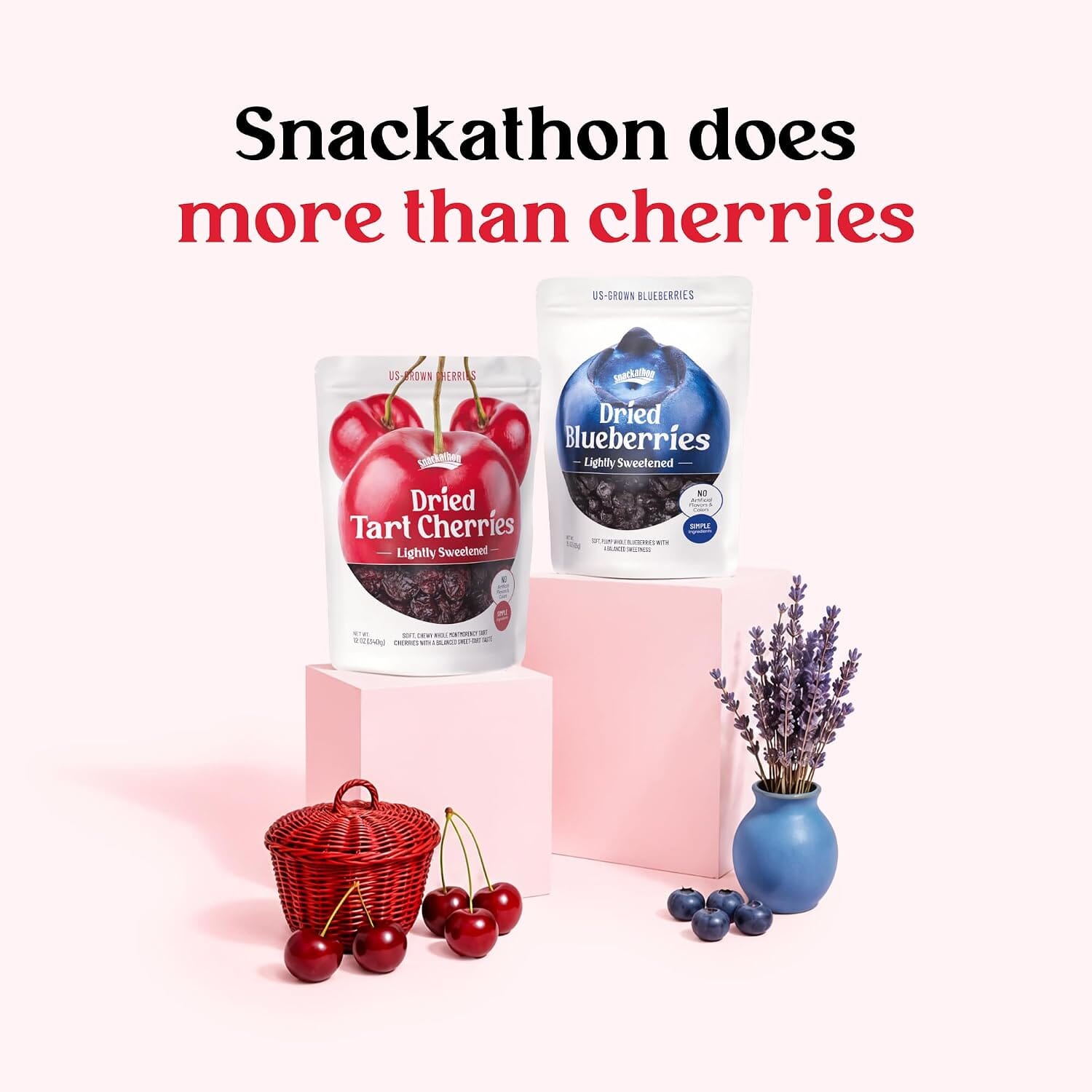 Snackathon Dried Tart Cherries, Lightly Sweetened Soft & Chewy Whole Pitted Montmorency Sour Cherries, US-Grown, Non-GMO, Resealable Bag, Dried Fruit for Snacking, Baking & Toppings Snackathon 