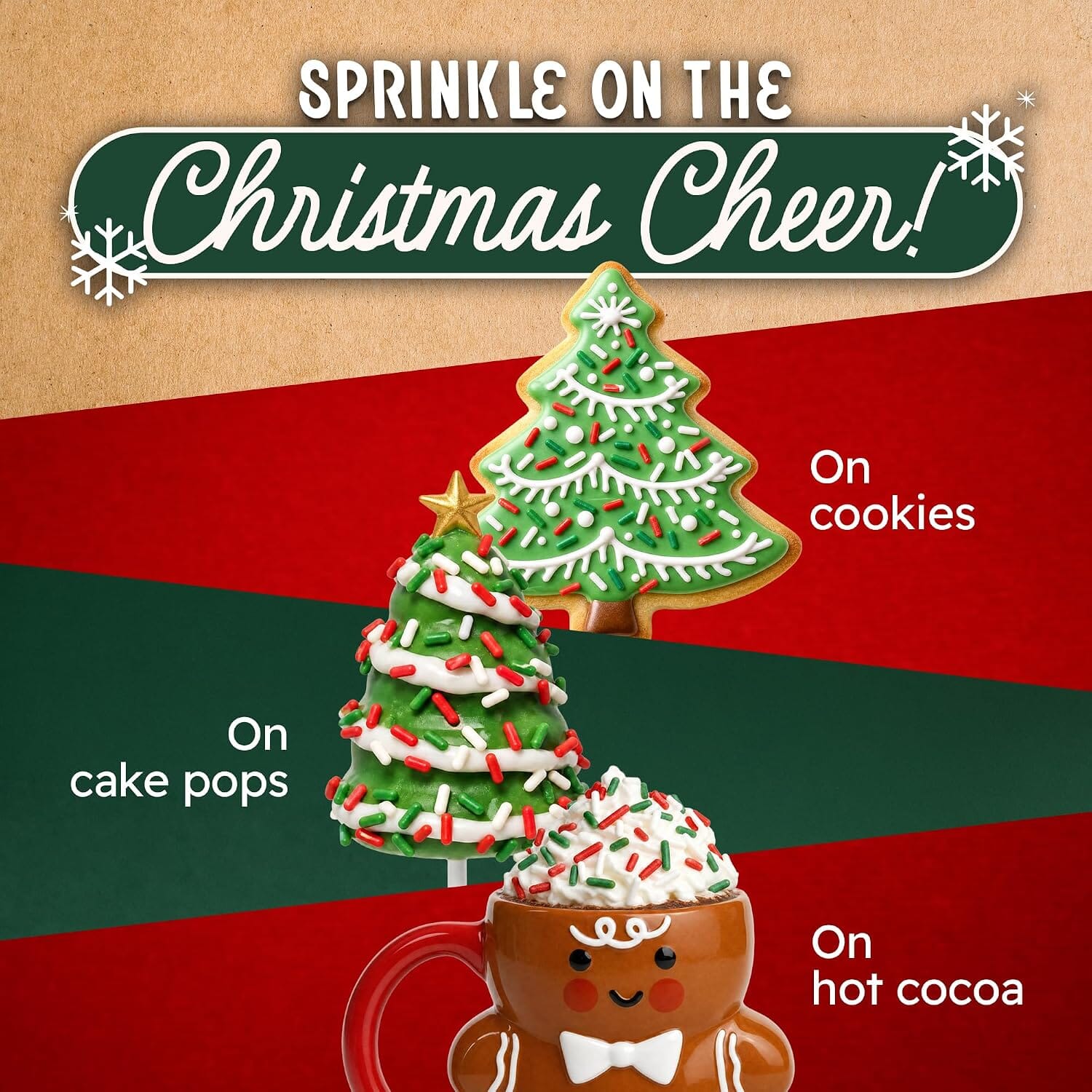 Snackathon Dye Free Christmas Sprinkles, Natural Holiday Jimmies No Artificial Dyes or Flavors, Vegan & Gluten Free, Bulk Red, Green & White Jimmies Mix for Decorating, Baking & Topping Snackathon 