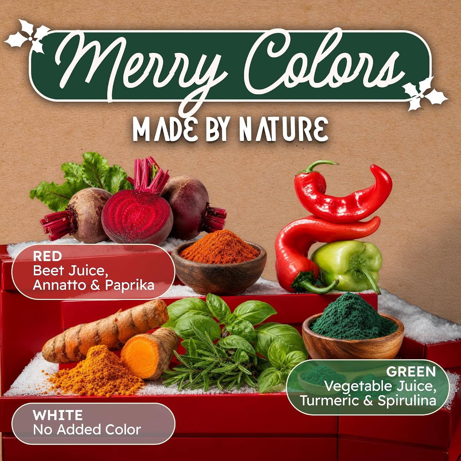 Snackathon Dye Free Christmas Sprinkles, Natural Red, Green & White Holiday Jimmies Snackathon 