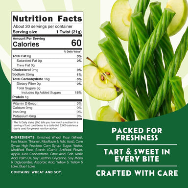 Snackathon Green Apple Licorice Twists, Jumbo Chewy Licorice Sticks Snackathon 