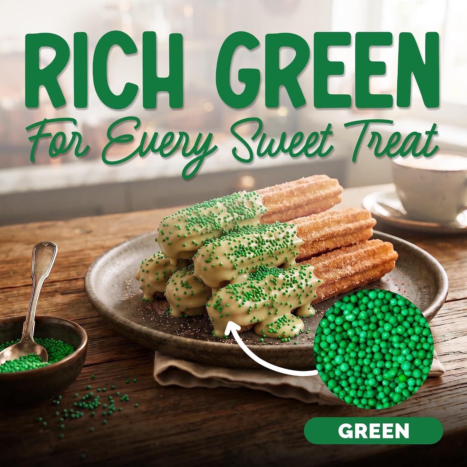 Snackathon Green Nonpareils Sprinkles, Festive Sugar Dot Sprinkles Snackathon 