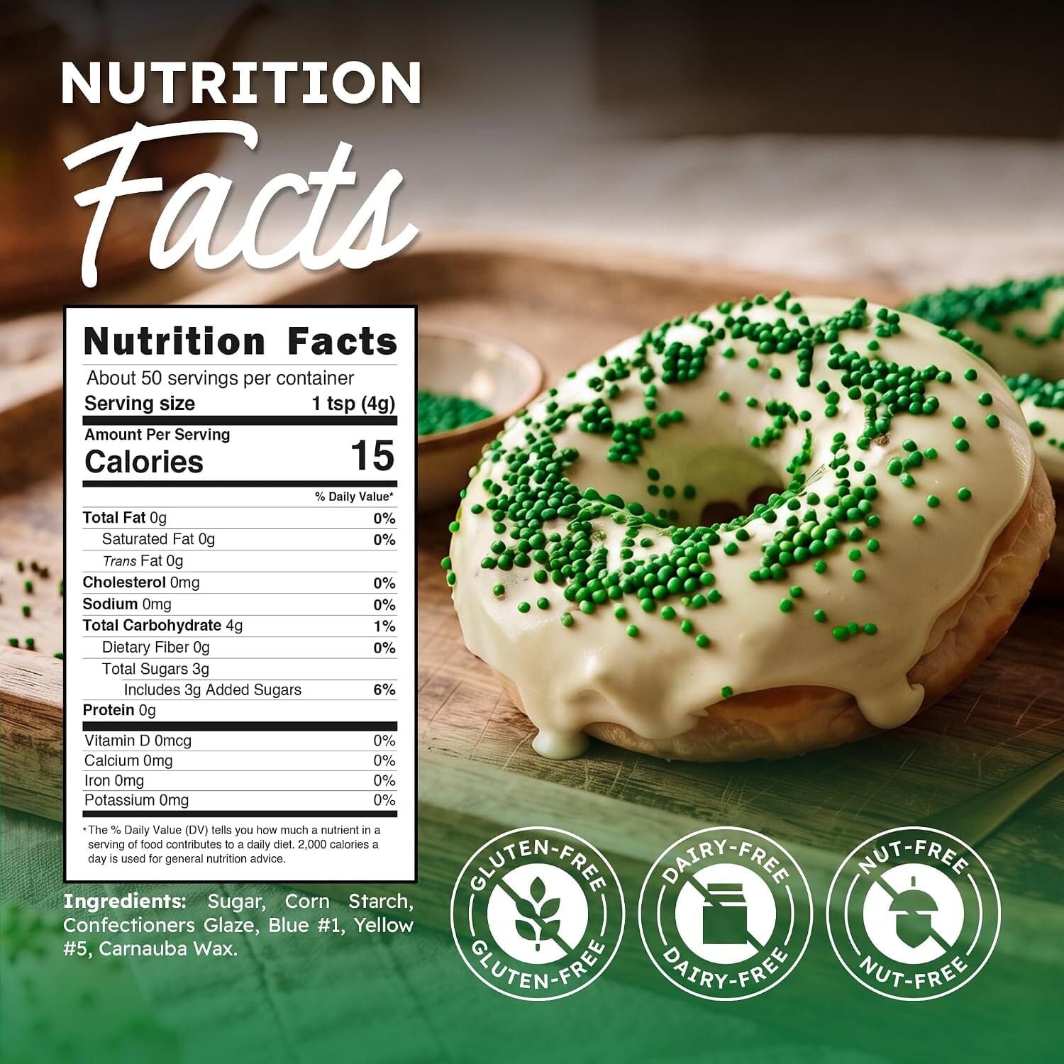 Snackathon Green Nonpareils Sprinkles, Festive Sugar Dot Sprinkles Snackathon 