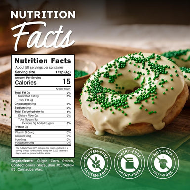 Snackathon Green Nonpareils Sprinkles, Festive Sugar Dot Sprinkles Snackathon 