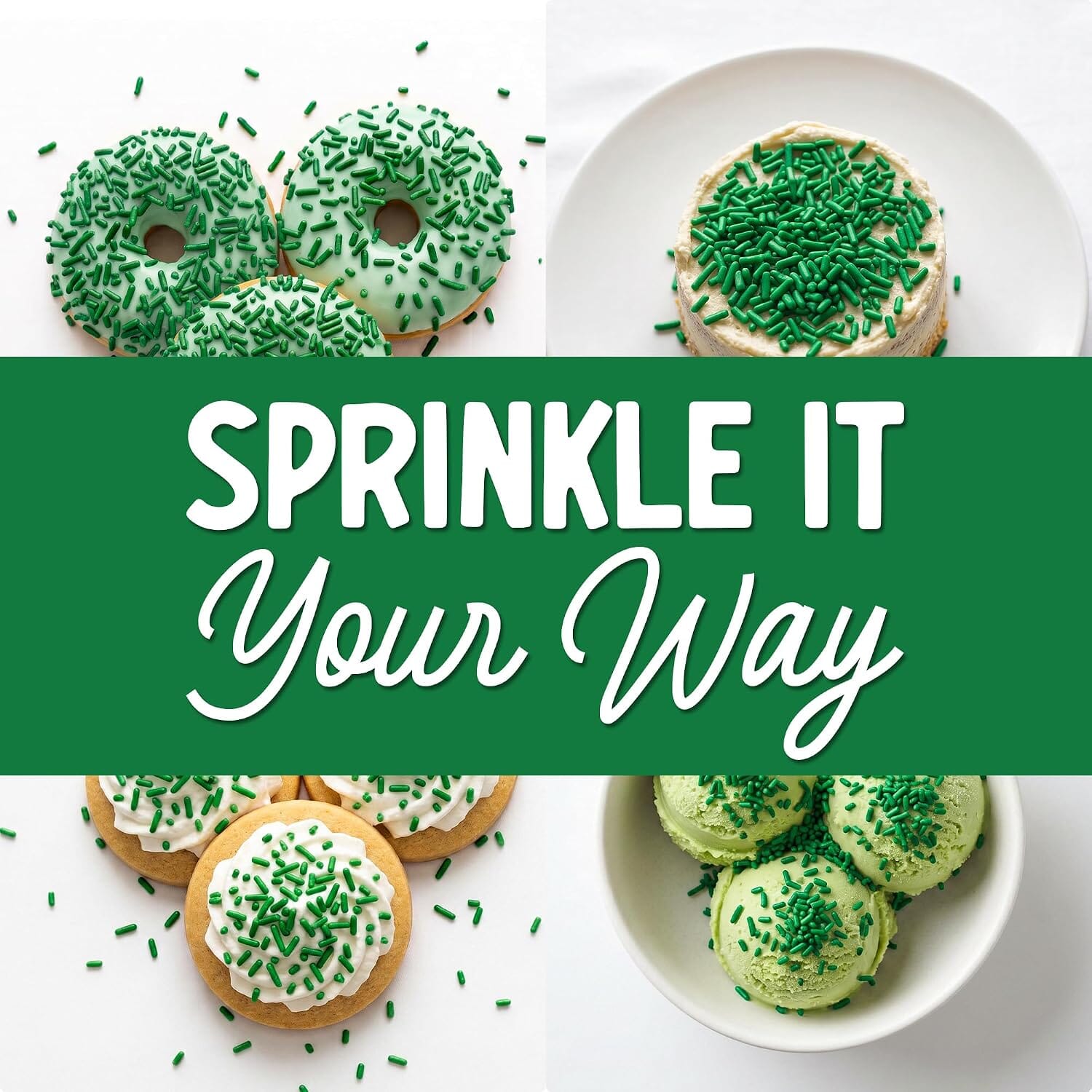 Snackathon Green Sprinkles, 15 oz, Festive Jimmies for Baking & Decorating Snackathon 