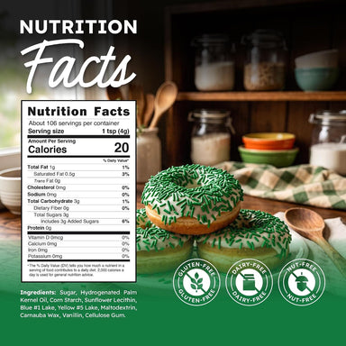 Snackathon Green Sprinkles, 15 oz, Festive Jimmies for Baking & Decorating, Vibrant Green Sprinkle Jimmies in Resealable Bag, Gluten Free, For Ice Cream Toppings, Cakes, Baking & Desserts Snackathon 