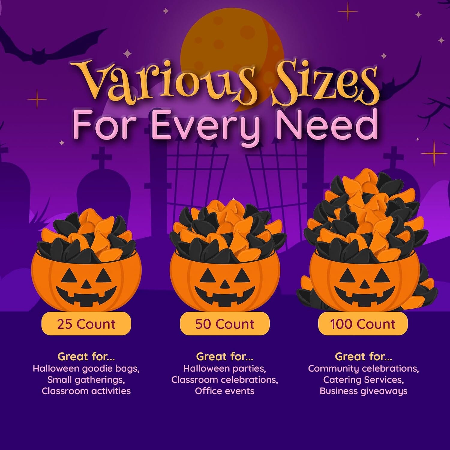 Snackathon Halloween Fortune Cookies, Individually Wrapped | Orange & Black Chinese Fortune Cookies, Sweet Vanilla Flavor, Halloween Party Ready, Fun for Trick-or-Treating & Fall Events Snackathon 