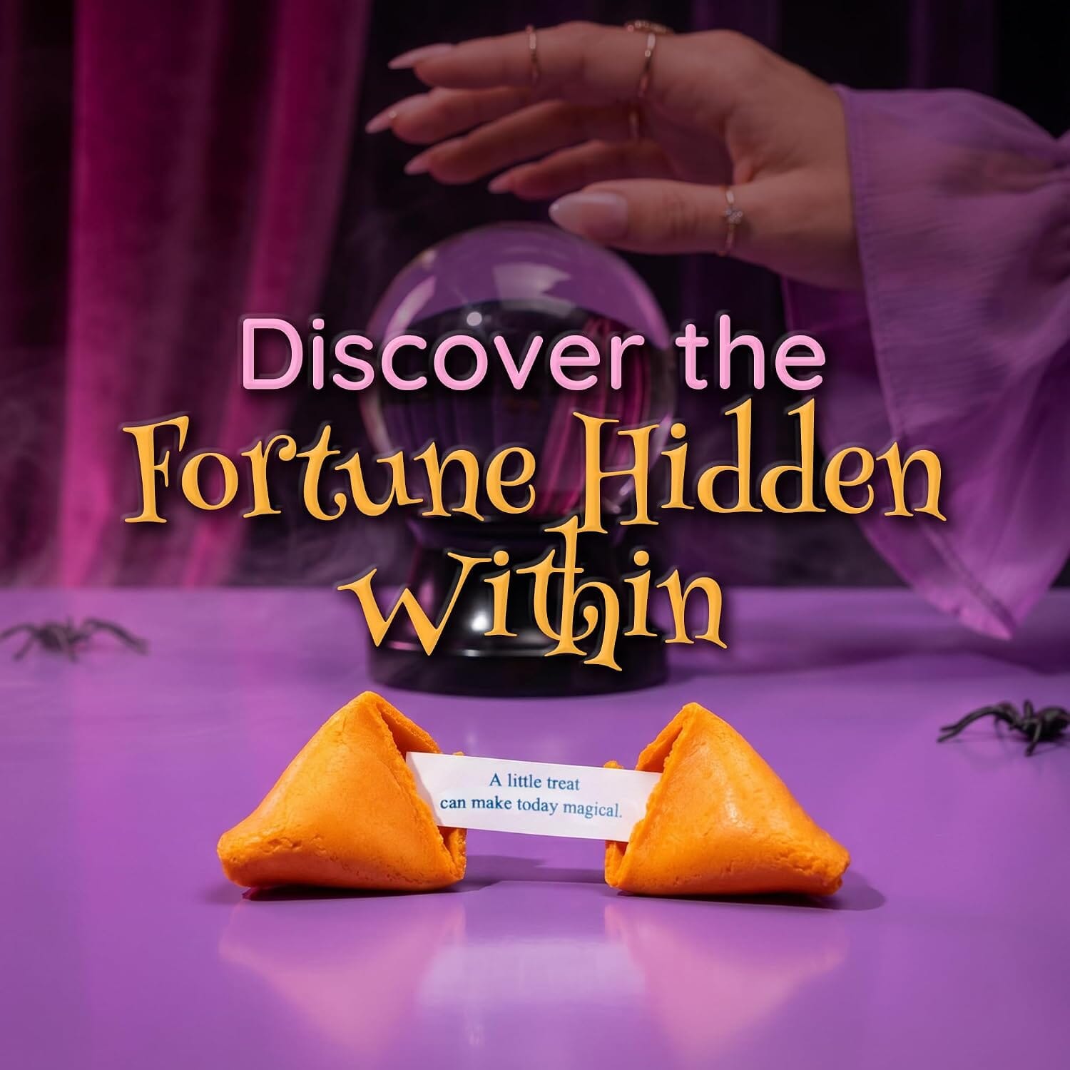 Snackathon Halloween Fortune Cookies, Individually Wrapped | Orange & Black Chinese Fortune Cookies, Sweet Vanilla Flavor, Halloween Party Ready, Fun for Trick-or-Treating & Fall Events Snackathon 
