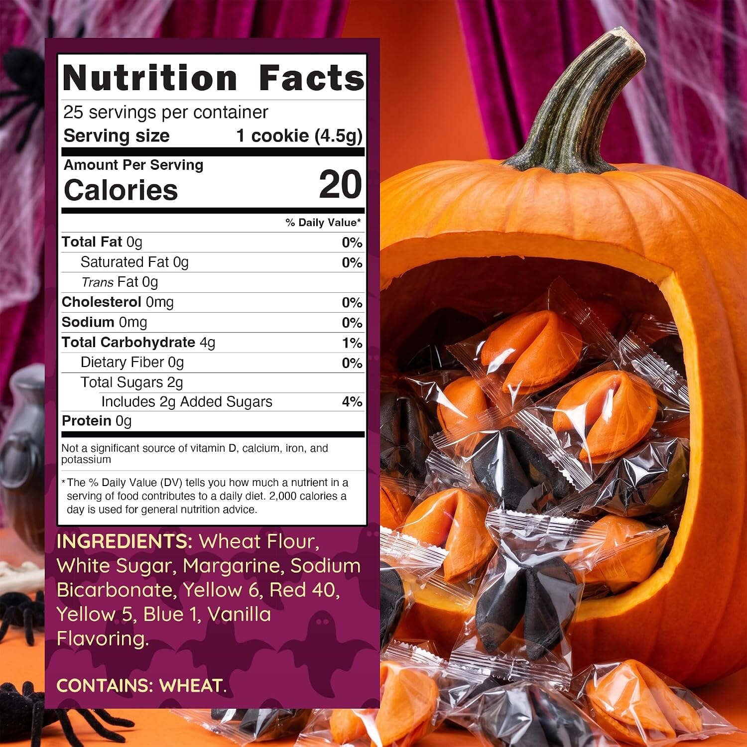 Snackathon Halloween Fortune Cookies, Individually Wrapped | Orange & Black Chinese Fortune Cookies, Sweet Vanilla Flavor, Halloween Party Ready, Fun for Trick-or-Treating & Fall Events Snackathon 