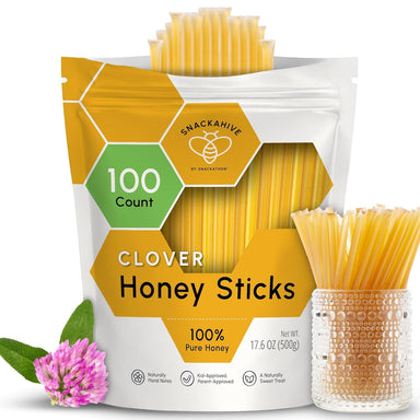 Snackathon Honey Sticks, Clover Blossom Pure Honey, 100 Count Bulk, Made in USA Snackathon Foods 