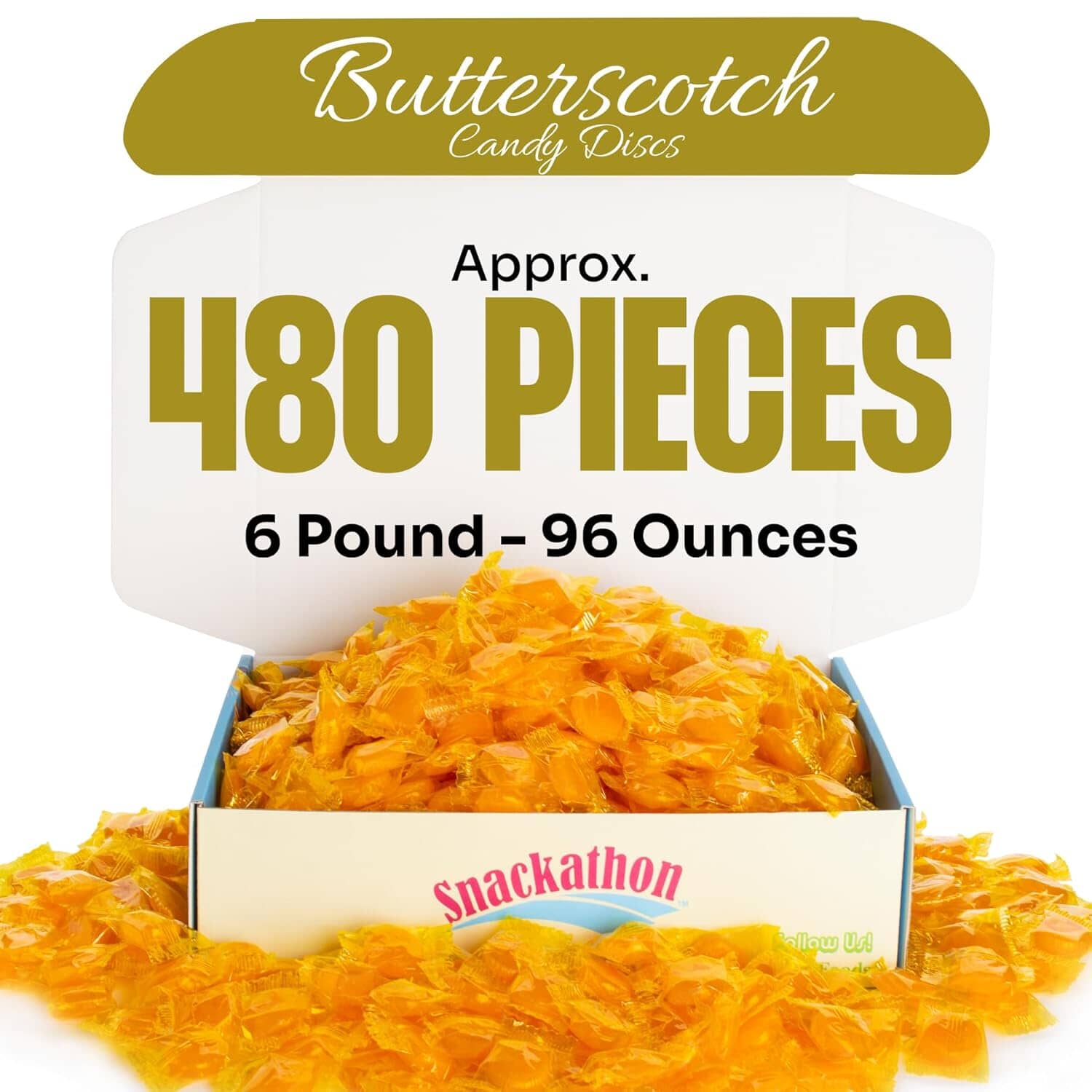 Snackathon Individually Wrapped Bulk Hard Candy Discs, Butterscotch, 6 Pound Snackathon 