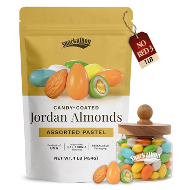 Snackathon Jordan Almonds, Assorted Pastel Candy-Coated Almonds, 1 LB Resealable Bag, Made in USA Snackathon 