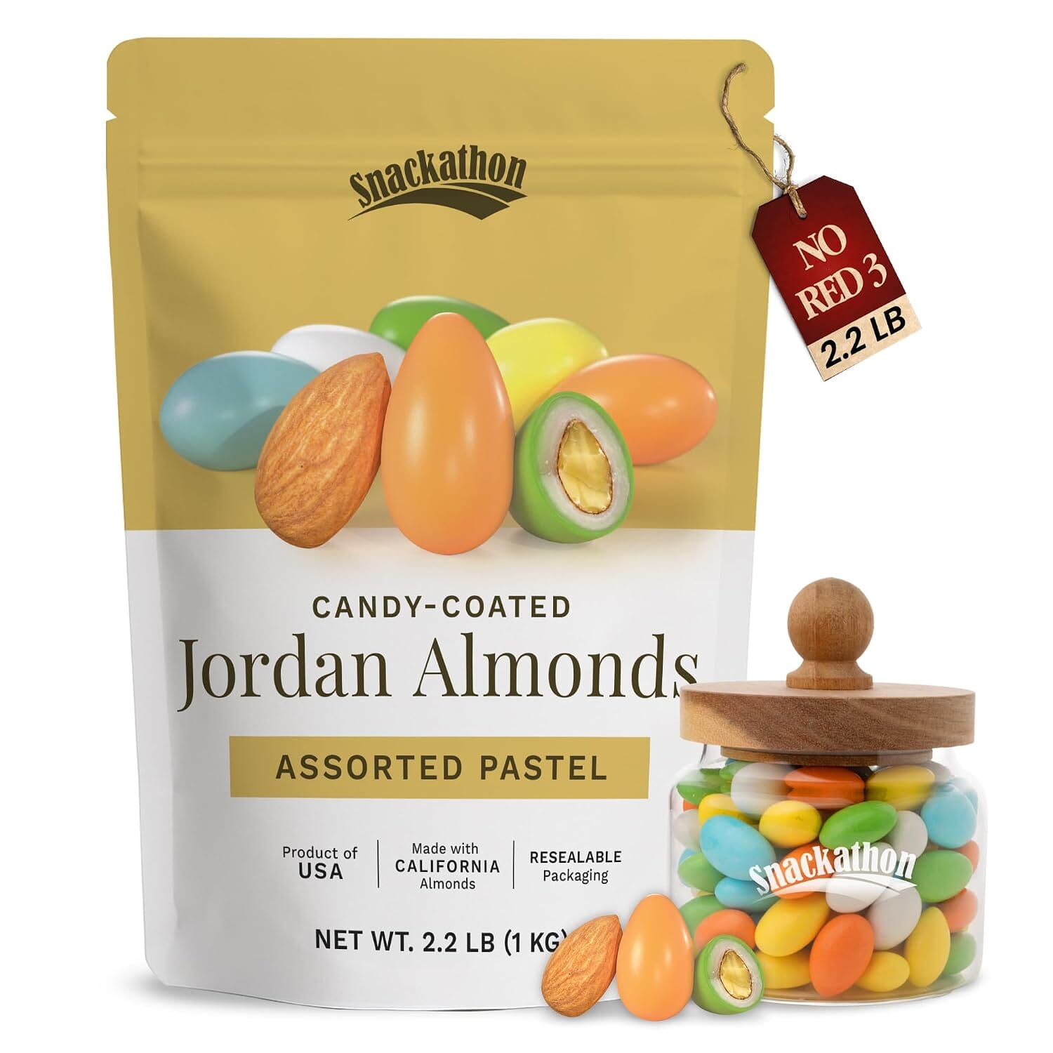 Snackathon Jordan Almonds – Assorted Pastel Candy-Coated Almonds Snackathon Assorted Pastel 2.2 Pound 