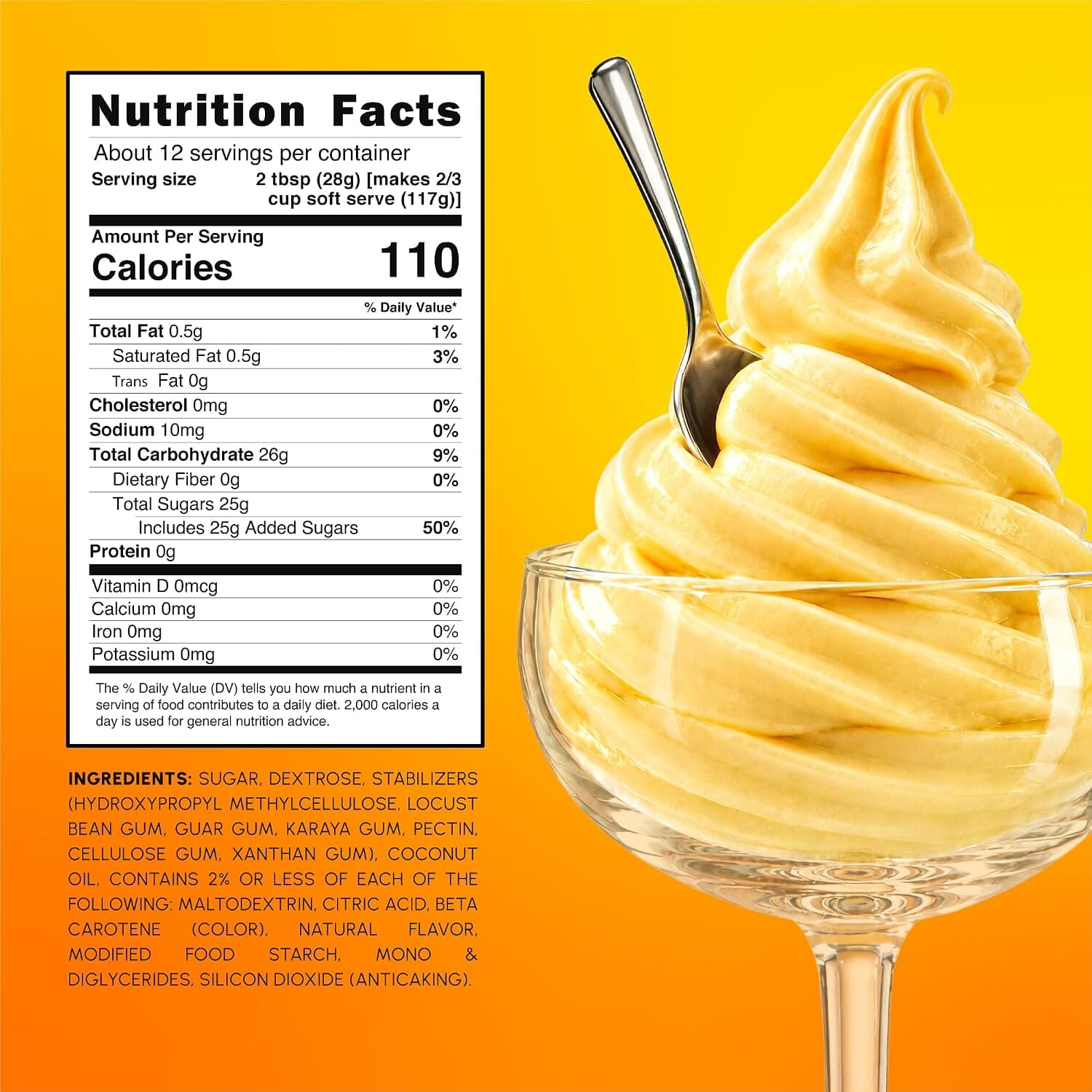Snackathon Mango Soft Serve Ice Cream Mix, Dairy Free Gluten Free Powder Mix Snackathon 
