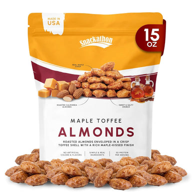 Snackathon Maple Toffee Almonds, Resealable Bag Snackathon 15 Ounce 