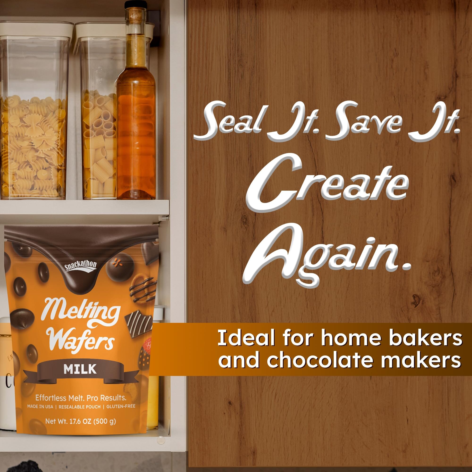 Snackathon Melting Wafers - Milk Compound Chocolate Coating, 17.6 OZ (Multiple Flavors) Snackathon 