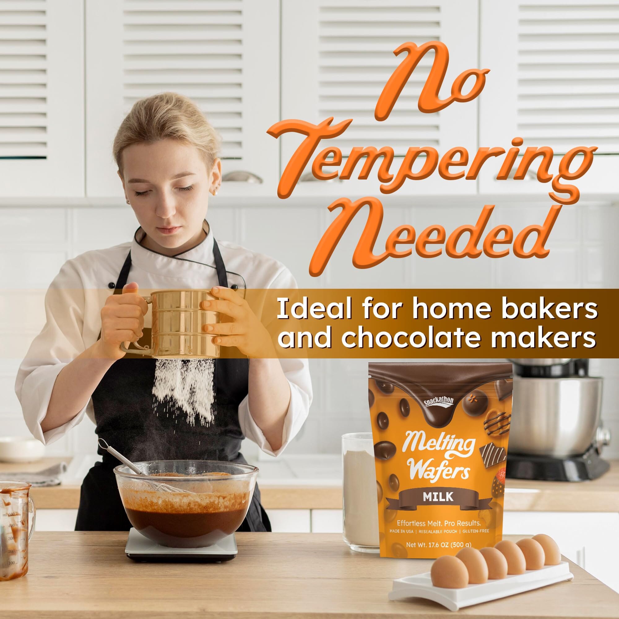 Snackathon Melting Wafers - Milk Compound Chocolate Coating, 17.6 OZ (Multiple Flavors) Snackathon 