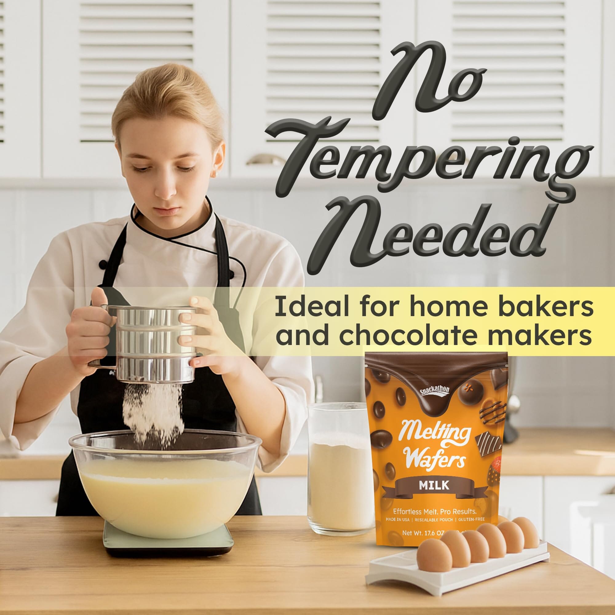 Snackathon Melting Wafers - Milk Compound Chocolate Coating, 17.6 OZ (Multiple Flavors) Snackathon 