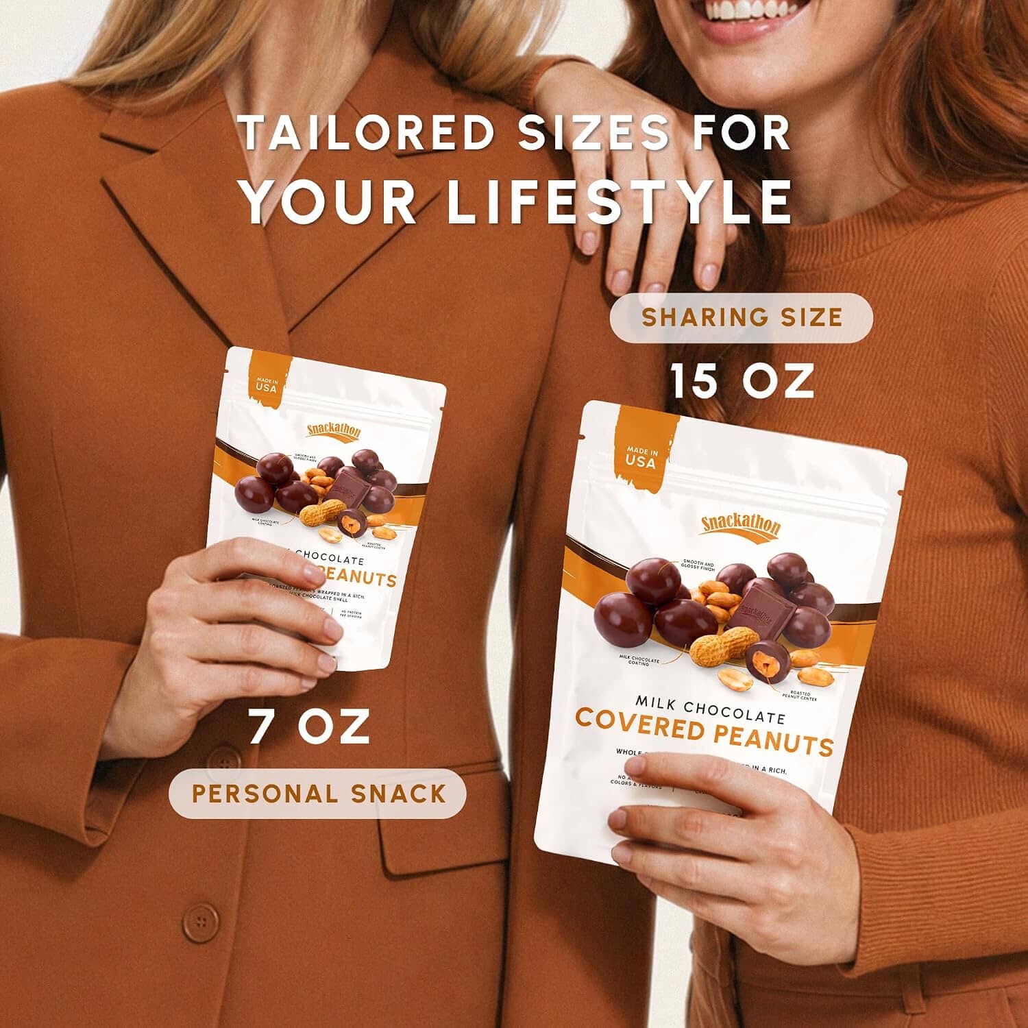 Snackathon Milk Chocolate Covered Peanuts, Crunchy & Creamy Chocolate Coated Peanuts Snackathon 