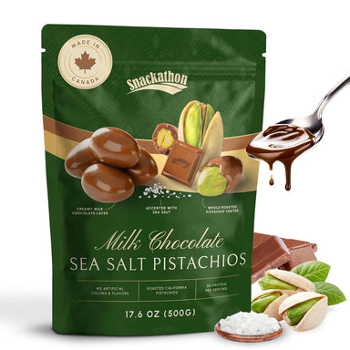Snackathon Milk Chocolate Covered Pistachios with Sea Salt Snacks Snackathon Foods 17.6 Ounce 