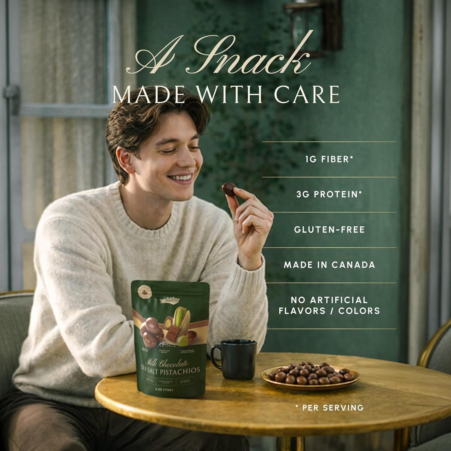 Snackathon Milk Chocolate Covered Pistachios with Sea Salt Snacks Snackathon Foods 