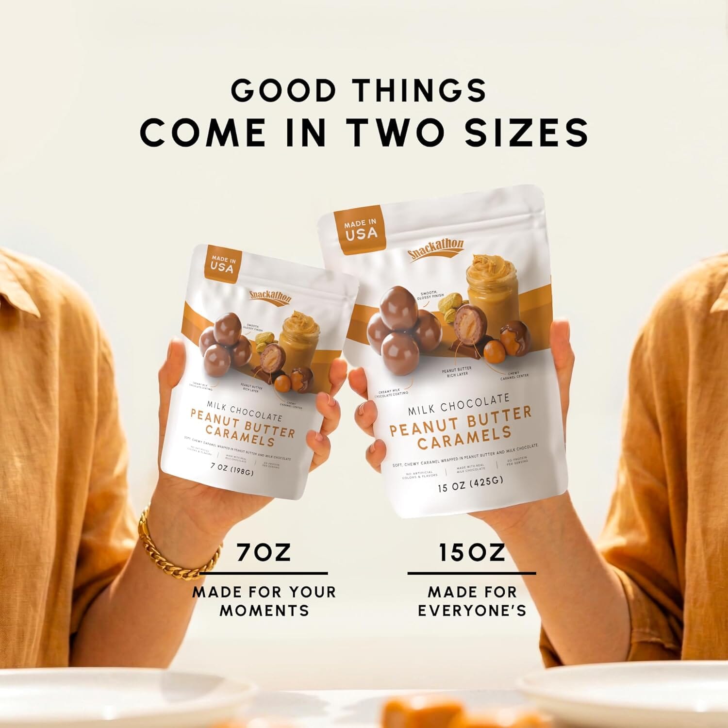 Snackathon Milk Chocolate Peanut Butter Caramels – Chewy Gourmet Candy Snackathon Foods 