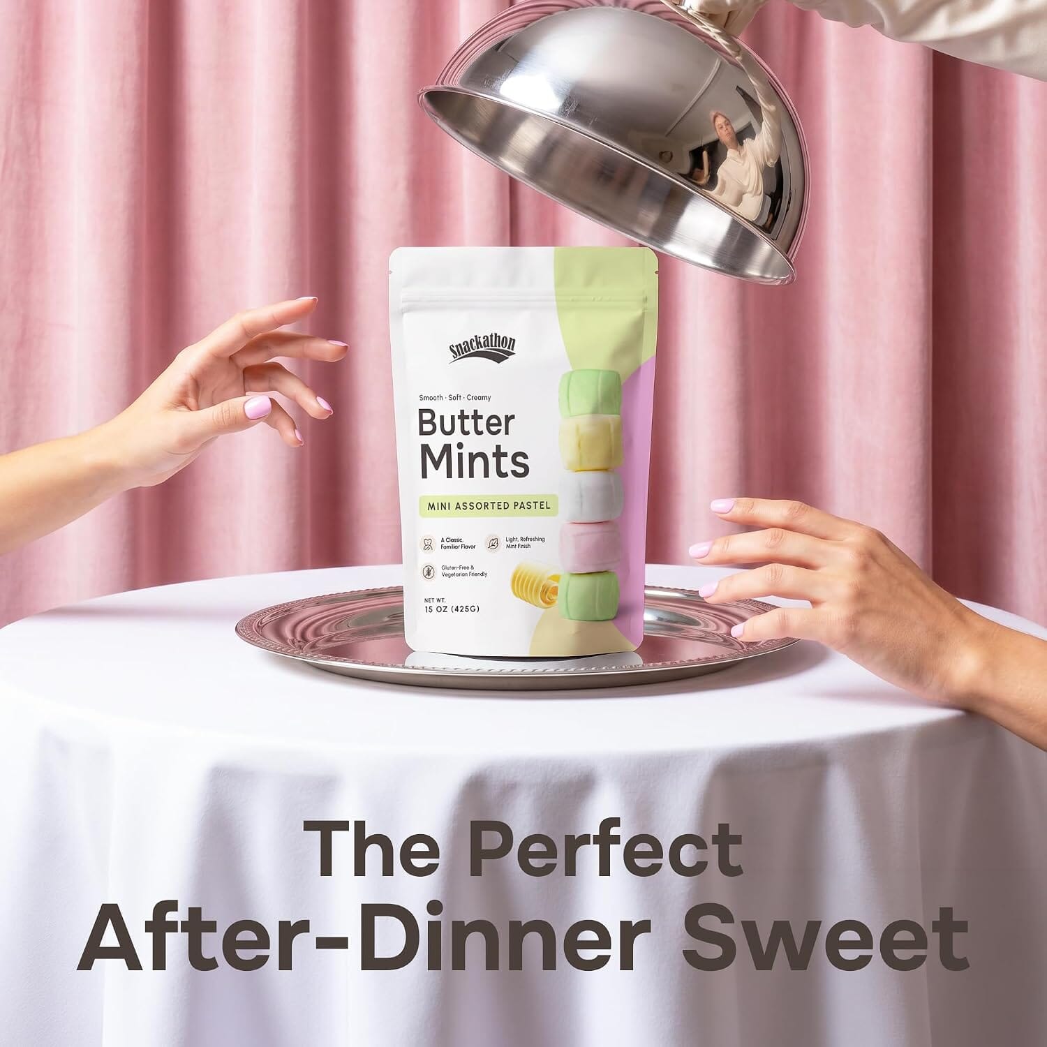 Snackathon Mini Assorted Pastel Buttermints, Bulk After-Dinner Mints. Resealable Bag, Soft & Creamy Pillow Butter Mints, Assorted Pastel Colors, Made for Weddings, Dinners & Parties Snackathon 