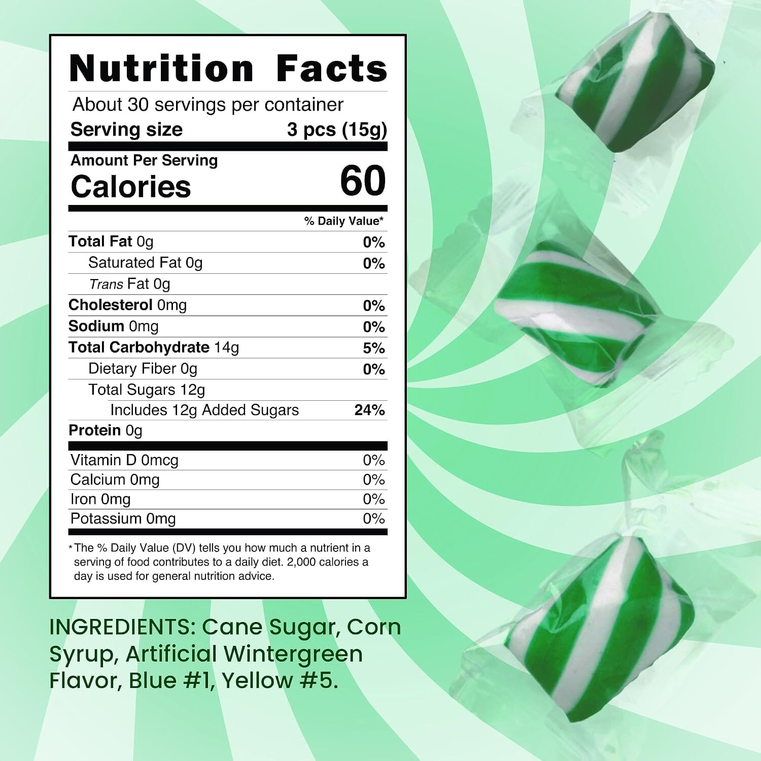 Snackathon Mint Twists Candy, Green & White, 1 Pound Snackathon 