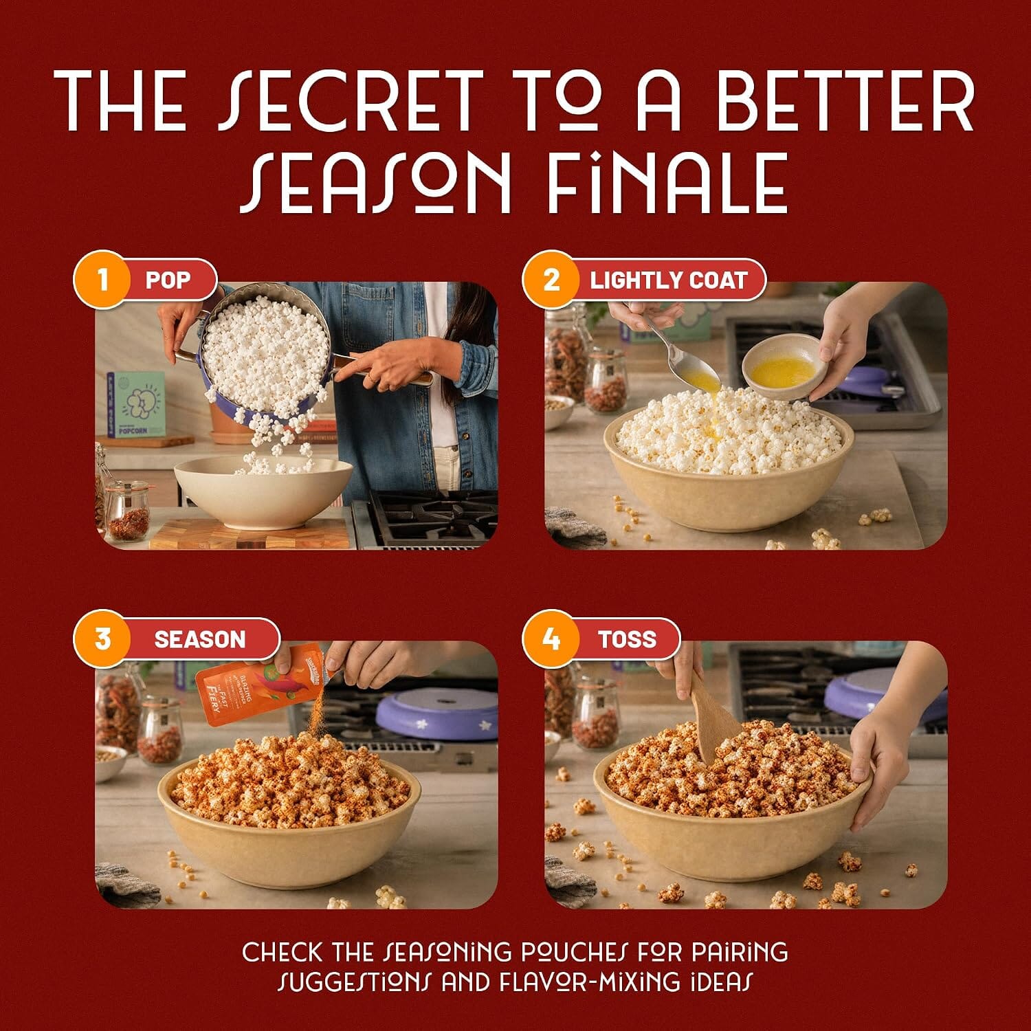 Snackathon Movie Night Popcorn Gift Set, 4 Gourmet Kernels & 5 Seasonings Snackathon 