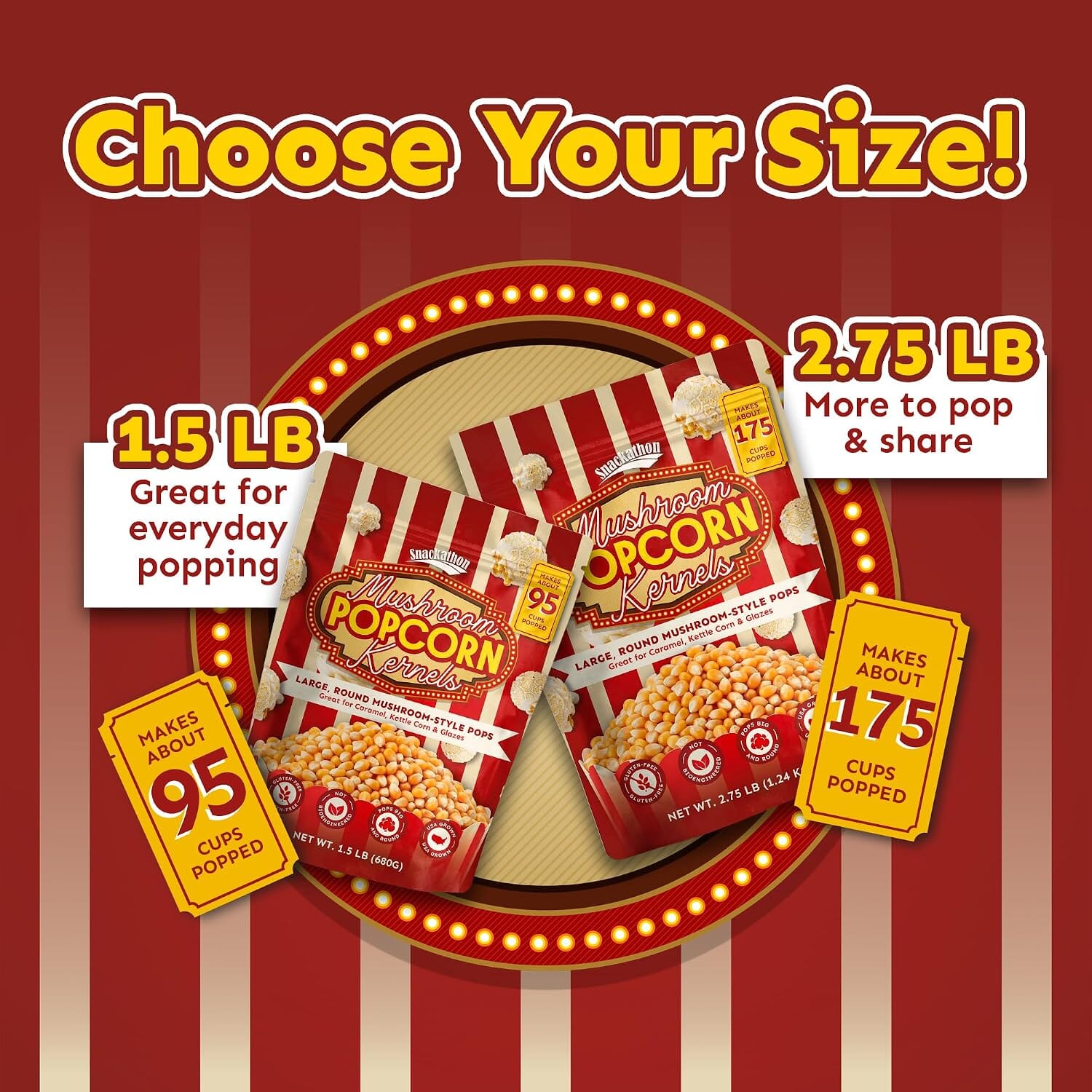 Snackathon Mushroom Popcorn Kernels, for Caramel & Kettle Corn Snackathon 