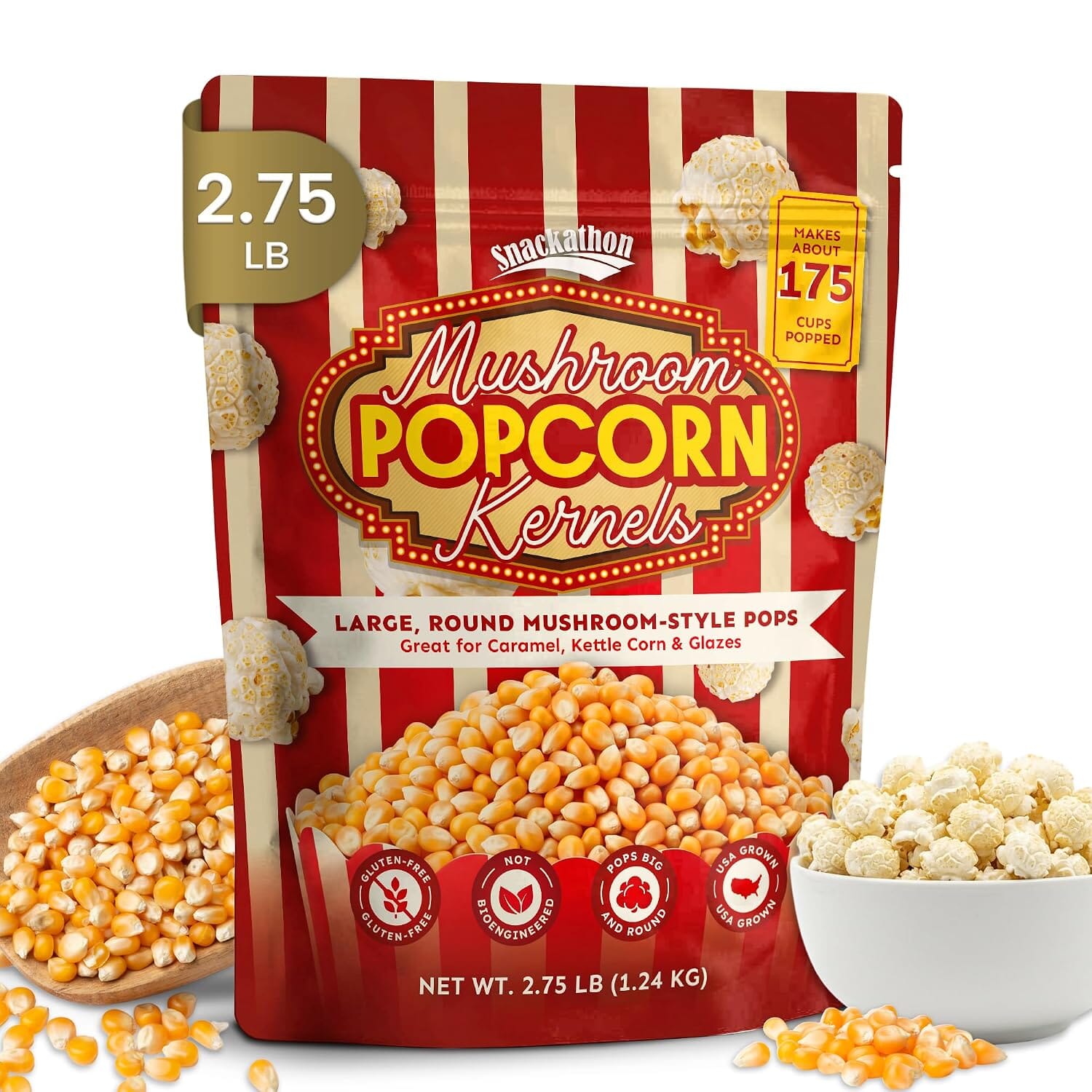 Snackathon Mushroom Popcorn Kernels, for Caramel & Kettle Corn Snackathon Mushroom Popcorn 2.75 Pound 