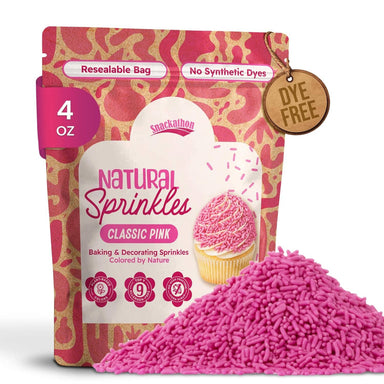 Snackathon Natural Dye-Free Pink Sprinkles for Baking & Decorating (Jimmies) Snackathon 4 Ounce 