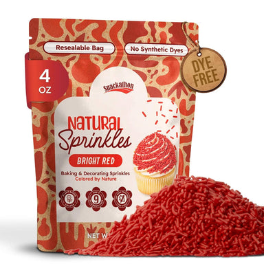 Snackathon Natural Dye-Free Red Sprinkles for Baking & Decorating (Jimmies) Snackathon 4 Ounce 