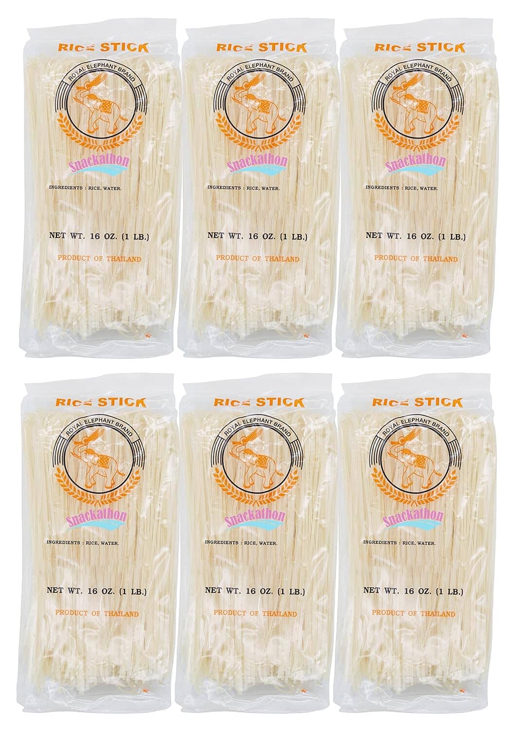 Snackathon Pad Thai Rice Stick Noodles, 16 Ounce Each Snackathon S-1mm | Pack of 6 