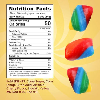 Snackathon Rainbow Cherry Flavored Hard Candy Twists, Cylinder-Shaped Twists Snackathon 