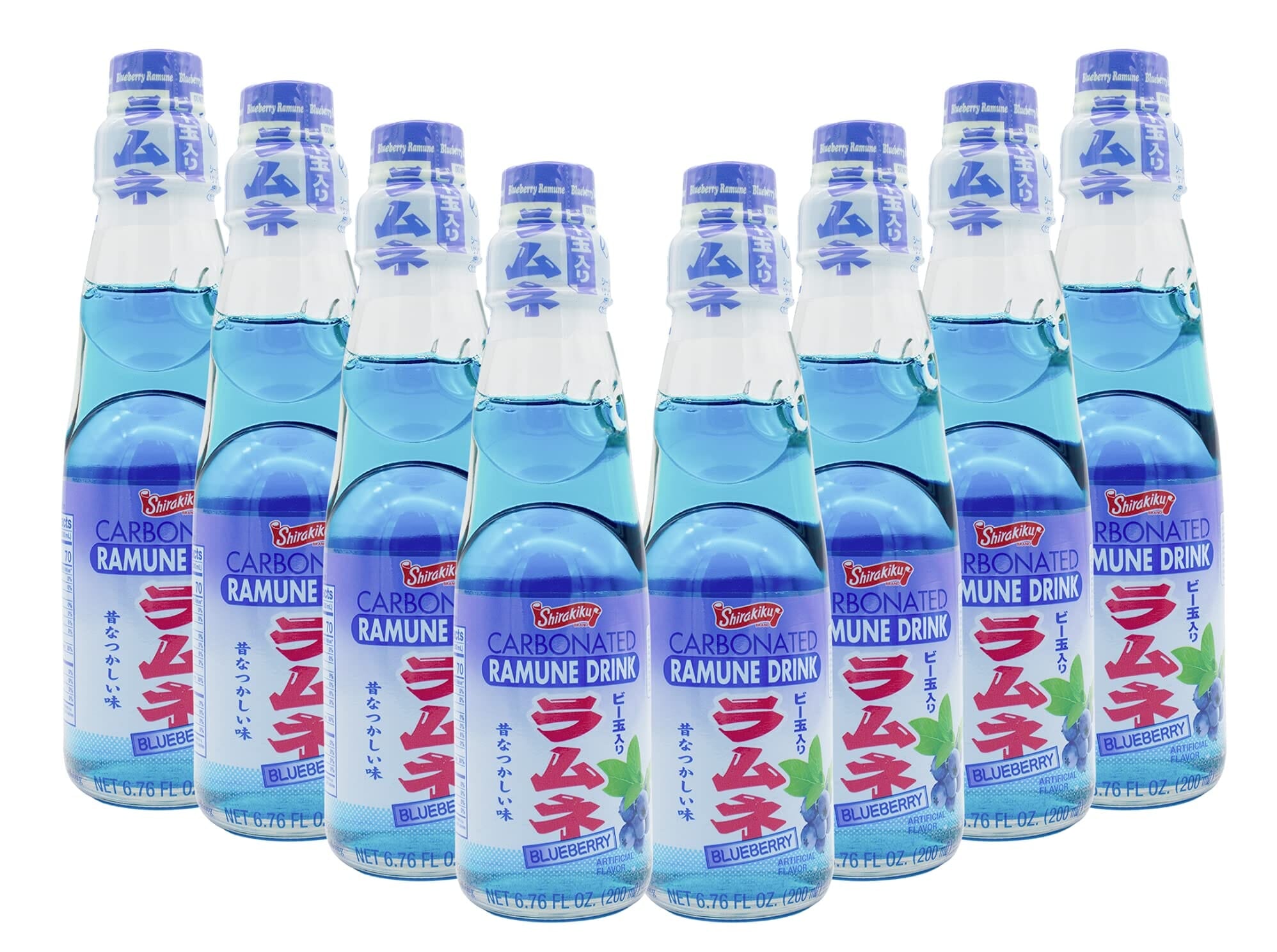 Snackathon Ramune Japanese Soda, Blueberry, 6.76 Fluid Ounce, Pack of 8, Glass Bottle Snackathon 