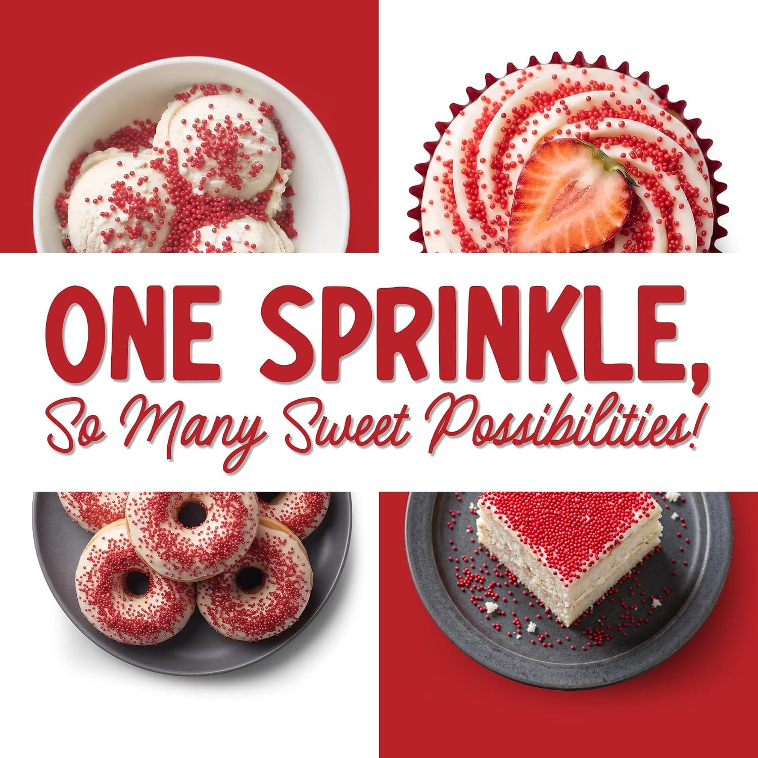 Snackathon Red Nonpareils Sprinkles, 7 oz, Festive Red Sugar Dot Sprinkles, Vibrant Red Candy Dot Toppings, Gluten Free Edible Holiday Baking Decorations for Cake Pops, Ice Cream, Cupcakes & Desserts Snackathon 