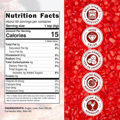 Snackathon Red Sanding Sugar, 7 oz, Extra Coarse for Baking & Decorating, Red Shimmering Crystals, Heat Resistant Sugar Sprinkles, Bright Edible Finishing Sugar for Cupcakes, Cookies & Drinks Snackathon 