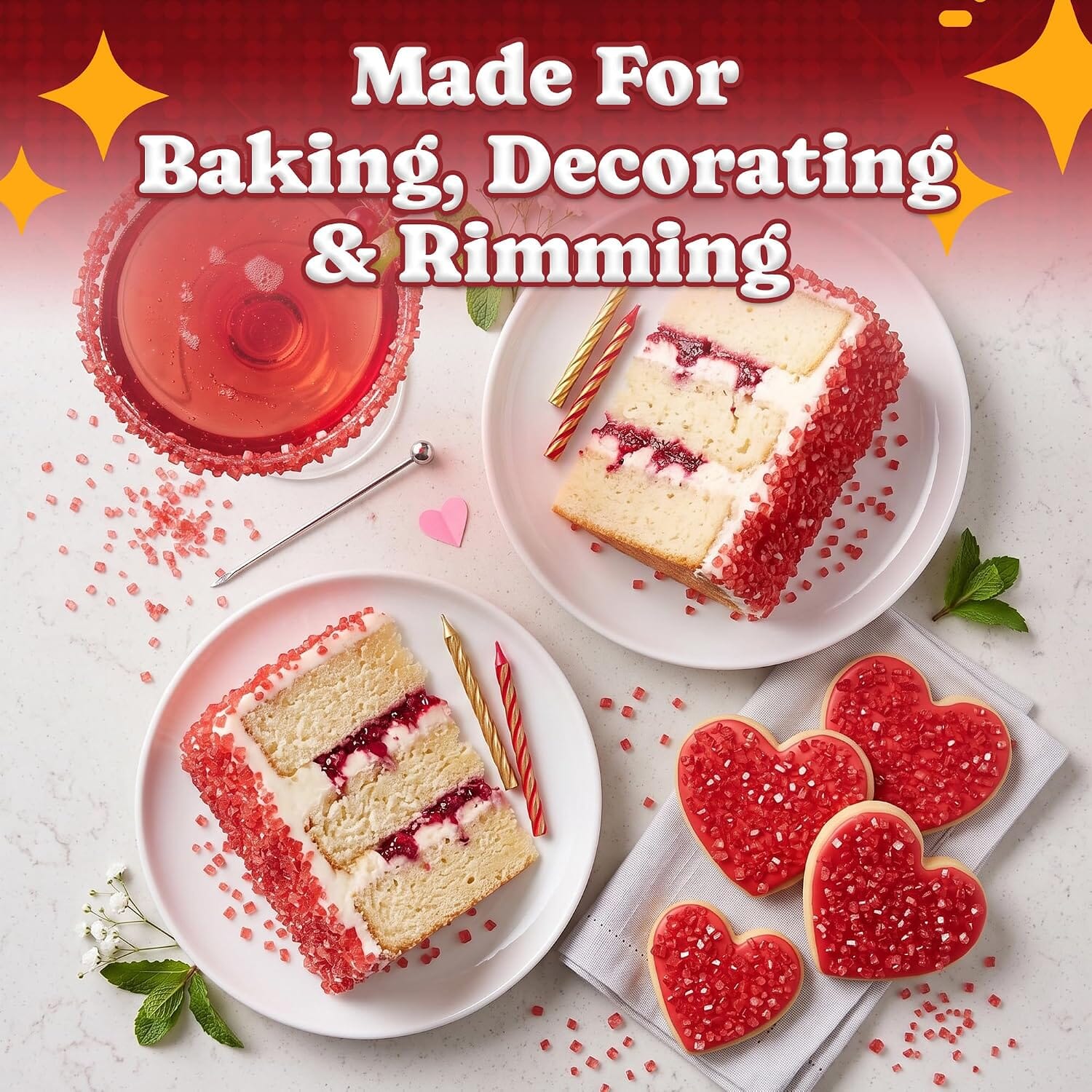 Snackathon Red Sanding Sugar, 7 oz, Extra Coarse for Baking & Decorating Red Shimmering Crystals Snackathon 