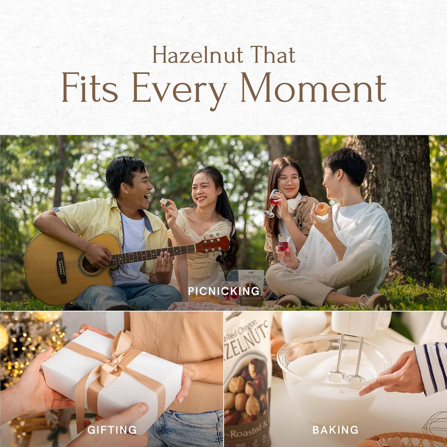 Snackathon Roasted Oregon Hazelnuts, Unsalted, Dry Roasted, Whole Filberts, Premium Natural Nuts Grown in USA, 1 LB Resealable Bag, Healthy Snack, Ideal for Baking, Nut Butters & Recipes Snackathon Foods 