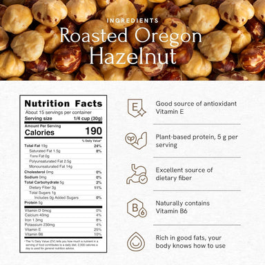 Snackathon Roasted Oregon Hazelnuts, Unsalted, Dry Roasted, Whole Filberts, Premium Natural Nuts Grown in USA, 1 LB Resealable Bag, Healthy Snack, Ideal for Baking, Nut Butters & Recipes Snackathon Foods 