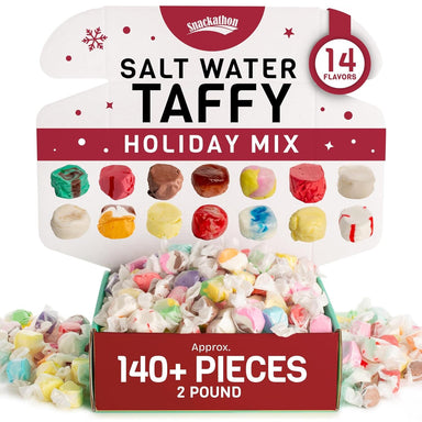 Snackathon Salt Water Taffy Assorted Mix – Holiday Edition, Individually Wrapped Pieces Snackathon 14-Flavor Variety 